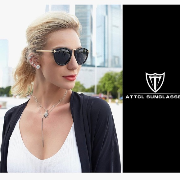 ATTCL Round Polarized Sunglasses for Women - UV Protection Metal frame - Picture 2 of 8